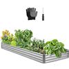 VEVOR Aiuola Rialzata in Metallo per Giardino Balcone da 3600 x 1200 x 290 mm, Design a Fondo Aperto, Grande Aiuola Rialzata per la Coltivazione di Verdure, Fiori e Piante Grasse, Colore Zincato