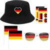 Zosutetoxo Set di 6 Articoli da Tifoso Germania, Accessori per Campionati del Mondo con Cappello, Occhiali da Sole, Bandiere e Adesivi per il Viso, Abbigliamento Ideale per Visioni Pubbliche e Feste