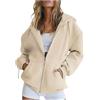 Generico Felpa Donna con Cappuccio, e Zip Giacca Sportiva Leggero Hoodie Pile da Autunno Invernale Manica Cotone Manica Lunga Sweatshirt Aperto con Tasche Felpe Casual Classico Tinta Unita, S-3XL