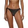 GUESS Slip Bikini Donna con Logo 4G, Nero e Oro, 88% Poliestere 12% Elastan, Laccetti Laterali