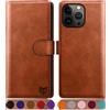 SUANPOT Cover per iPhone 14 Pro Max 6.7 Blocco RFID Portafoglio Slot CarteSupporto Cellulare Magnetica custodia Pelle Sintetica Cover per apple 14 Pro Max Marrone Chiaro