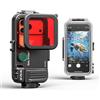 YaelHelens Custodia subacquea Sea Frogs per smartphone, impermeabile fino a 20 m/65 piedi, con filtro rosso, compatibile con iPhone e Android (Nero)
