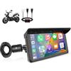 VSYSTO Schermo Carplay per moto, Carplay wireless e Android Auto, touchscreen da 5 pollici, display con indicazione della temperatura e della tensione della batteria,navigazione GPS, assistente vocale