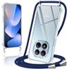 Kilbnom Cover per Xiaomi Redmi Note 15 5G con Cordino, Trasparente Custodia con Laccio Tracolla Cellulare Girocollo Collana Corda Catena Cinghia, Ultra Morbido Silicone TPU Antiurto Case, Blu scuro
