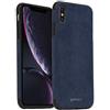 StilGut Alcantara - Custodia protettiva per iPhone XS Max, effetto pelle, bumper in TPU e alcantara, colore: Blu navy