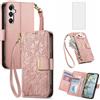 Asuwish Custodia a portafoglio per Samsung Galaxy A13 4G/5G con pellicola protettiva in vetro temperato e slot per carte di credito accessori con cerniera cinturino da polso A04s M13 G5 A 13 LTE 13A
