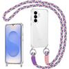 Coiwxmoi Cover per Samsung Galaxy S25 con Cordino, Custodia Trasparente con Regolabile Collana Ultra Sottile Antiurto AntiGraffio TPU Silicone Bumper Protettiva Case con Laccio Tracolla, Viola