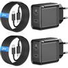 TIBEITA 45W 2-Porte USB C Caricabatterie per Samsung Caricatore USBC Rapido con 2M Cavo per Samsung Galaxy S26 S25 S24 S23 S22 S21 Plus/FE/Ultra, A56 A55 A54 A53 A35 A16 A15 A14, 2 Pack