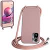 WenBaby Cover Compatible con Xiaomi Redmi Note 10 4G/Note 10S,Cellulare Girocollo Custodia con Cordino TPU Corda Silicone Case BumperCustodia, Rosa sabbia