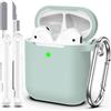 MHYALUDO Custodia per Airpods 1a/2a generazione (2016/2019),Custodia protettiva in morbido silicone per Airpods 1a/2a con LED visibile sulla parte anteriore,con kit di pulizia,Turchese