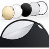 Walimex pro Set riflettore pieghevole 5 in 1 pop up Ø 107 cm Pannello riflettente fotografico con colori oro-wavy, argento, bianco, nero e diffusore, borsa per il trasporto inclusa