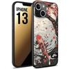 CUSTOMIZZA - Custodia cover nera morbida in tpu compatibile per iPhone 13 giapponese lago carpa koi rossa con foglie d'acero rosso disegnata tattoo