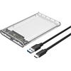 SNANSHI Alloggiamento per disco rigido USB C 2,5 pollici, SATA SSD HDD, 6 Gbps Gen 2, alloggiamento esterno per dischi da 7 mm 9,5 mm, supporto UASP & Trim, senza attrezzi, trasparente con cavo