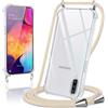 Kilbnom Cover per Samsung Galaxy A50 / A30S /A50s con Cordino, Trasparente Custodia con Laccio Tracolla Cellulare Girocollo Collana Corda Catena Cinghia, Ultra Morbido Silicone Antiurto Case, Cachi