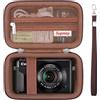 Supmay Custodia rigida per Canon PowerShot G7X Mark III/Mark II/ SX740 HS/SX730 HS, Sony ZV-1F/RX100, Ricoh GR III, Compatto 4K Vlogging piccole fotocamere con tasca mesh per la batteria, Marrone