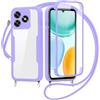 FERLAN Cover per Honor X5C Plus/Honor X5C con Cordino, 360 Gradi Antiurto Custodia con Protezione Schermo Integrata Trasparente Rugged TPU Bumper Doppia Protettiva Cover per Honor X5C Plus/Honor X5C -Viola