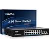 GigaPlus 18 Ports 10Gb Unmanaged Ethernet Switch with 16*2.5G Base-T Ports, 2*10G RJ45 Ports. 120Gbps Switching Capacity, GiGaPlus 10Gbps Network Switch for 2.5G/10Gbps NAS/PC, WiFi6 Router, Wireless AP