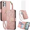 Asuwish Custodia a portafoglio per Samsung Galaxy A52/A52S 5G, con pellicola proteggi schermo in vetro temperato e scomparto per carte di credito, con cerniera, cinturino da polso ibrido A 52 S 4G G5