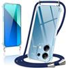 Kilbnom Cover per Xiaomi Redmi Note 13 4G con Cordino, Trasparente Custodia con Laccio Tracolla Cellulare Girocollo Collana Corda Catena Cinghia, Ultra Morbido Silicone TPU Antiurto Case, Blu scuro