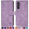 SUANPOT progettazione per Samsung Galaxy A16 5G Sintetica Cover Blocco RFID Portafoglio Slot CarteSupporto Cellulare Magnetica custodia Pelle per Samsung A16 Viola Lilla
