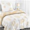 Dreamzie Copripiumino Singolo 135x200 cm con 1 Federe 50x70 cm - In Microfibra - Motivo Foglie di Palma Tropicali Beige Bianco - Set Copripiumino Singolo 135x200