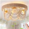 LYSDjia Ventilatore da soffitto Boho con Luce Montaggio a Filo ventilatori con Perline costiere Fandelier con luci e Telecomando Gabbia Chiusa con 6 velocità for Camera da Letto cameretta dei Bambini