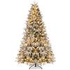 COSTWAY Albero di Natale Innevato 240/270 cm, Albero di Natale Innevato Pre-illuminato con 460/600 Luci LED Bianco Caldo, 1646/2198 Punte di Rami e Base in Metallo Pieghevole (270 cm)