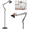 FIRVRE Piantana Lampada da Terra Vintage con una Clip, Lampada da Lavoro con Braccio Metallico Regolabile-Lampada da Terra e Lampada a Morsetto 2 in 1-per Soggiorno Camera da Letto Ufficio