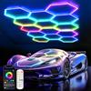 TAUDUDE TAUDUEDE RGB Plafoniera LED esagonale 14 Hex Illuminazione per garage | luci da soffitto esagonali super luminose dimmerabili e collegabili con telecomando Bar, Feste, Palestra, Sala E-sport