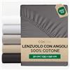 CGK Unlimited Lenzuolo con Angoli 135x190 - Cotone 400 Fili 30cm (12) - Grigio scuro