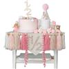 Tapufitil Rosa Bambina Mezza Festa Seggiolone Striscione Perline di Legno Nappe Ghirlanda Cappellino Torta Decorazione Allegra Celebrazione Fotografica di Sei Mesi
