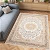 TAPISO Hera Tappeto Morbido Pelo Lucido Effetto 3D Design Vintage Moderno Motivo Tradizionale Classico Crema Beige Marrone Soggiorno Sala Camera Cameretta Sicuro Oeko-Tex 140 x 200 cm