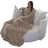 Brandsseller soffice coperta TV con maniche 170x200 cm in effetto cashmere sacco copripiedi e 2 borsa per smartphone/telecomando e molto altro ancora Fibra sintetica grigio tortora