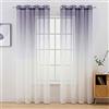 MIULEE Tende Voile Trasparenti 2 Pannelli con Occhielli Poliestere per Camera da Letto Salotto Cucina Modbido Moderna 140X260 CM Viola