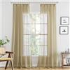 MIULEE Tende per Interni Trasparente Tenda Voile con Passanti， Trasparenti Camera da Letto Adatte Con Fettuccia，Anelli Soggiorno Moderne Eleganti 2 Pezzi Cammello 140 x 225 CM