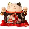HERCHR Salvadanaio Maneki Neko, Salvadanaio a Forma di Gatto Portafortuna, Salvadanaio a Forma di Gatto in Porcellana fine, Giapponese Cat Salvadanaio, per attirare ricchezza e buona Fortuna(Nero)