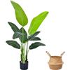 SEHAUSEU Uccello artificiale del paradiso 120 cm, palma tropicale artificiale con 9 foglie, piante artificiali in vaso per interni ed esterni, soggiorno, ufficio, giardino, decorazione moderna