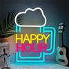BEISKAFNVSZ HAPPY HOUR Insegna al Neon Luminosa Birra a LED Personalizzata Parete Stile Retrò con Luce USB Bar Pub Club Discoteca Decorazioni per la Casa e Feste