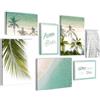 Novart Quadros - Completamente Pronto Da Appendere - Immagini - Palme Da Spiaggia - 7 Pezzi Set Moderni - N014071a