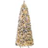 COSTWAY Albero di Natale Innevato 150/180/210 cm, Albero di Natale Pop-Up con 130/170/200 Luci LED, Aghi di Pino, 378/517/680 Punte di Rami, Sezione Pieghevole e Supporto in Metallo (210 CM)