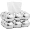 Anding Scatola per fazzoletti in ceramica, posacenere, portacandele, vaso, bagno, vanità, top in ceramica, decorazione astratta per la casa, argento, bianco, oro (A1105 argento)