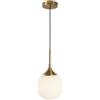 KCO Lighting - Lampadario a sospensione in vetro moderno metà secolo, 1 luce, grande globo dorato, illuminazione a sospensione regolabile in ottone spazzolato (bianco)