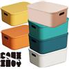 CNKHDZ Set da 6 contenitori con coperchio, contenitori impilabili con coperchio, contenitori in plastica per scaffali, cucina e bagno (Miscela di colori, 36.5 * 26 * 15.7cm)