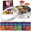 Bub Set regalo Masala Dabba | Scatola per spezie in acciaio inox di alta qualità e libro di ricette Rajah con 7 spezie Rajah
