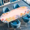 Surwin Tovaglia Ovale con Bordo Elastico, Antiscivolo Elastico Copritavolo Ovale Antimacchia Protezione Tavolo Casa Ristorante Sala da Pranzo Giardino -Stampa Pianta (Fiore di tulipano,107x152cm)