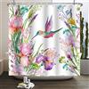 Bovlleetd Acquerello Fiore Uccello Tenda da Doccia 180x180cm Colorato Colibrì Pianta Paesaggio Primavera Tendaggio Impermeabile Lavabile in Poliestere Tende da Bagno con 12 Ganci per Vasca da Bagno
