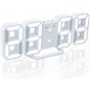 YUANYUYING Sveglie digitali a LED, sveglie 3D, orologio da parete digitale a LED, orologio da parete con numeri a LED e 3 livelli di luminosità, funzione snooze (Bianco + Bianco)