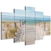 Cuadros B&D XXL - Quadro Mare Spiaggia 100x50 cm 5 Pezzi - Stampa su Tela Strutturata Grande - Quadri Moderni per Camera da Letto Matrimoniale - Stampe da Parete Arte - Paesaggio c-B-0051-b-n