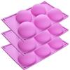 Newk Stampo in silicone a 5 fori per semisfera, 3 confezioni da 5 stampi a mezza sfera per realizzare bombe al cioccolato, torte, gelatine, budini, mousse a cupola, viola
