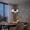 Alpinaluz Lampada a Sospensione LED in Cristallo Gris Ahumado Ø37 cm con Telecomando, 25W 1750 lm, Intensità e Temperatura Colore Regolabili da 2700K a 6500K, Design Moderno in Ottone Spazzolato